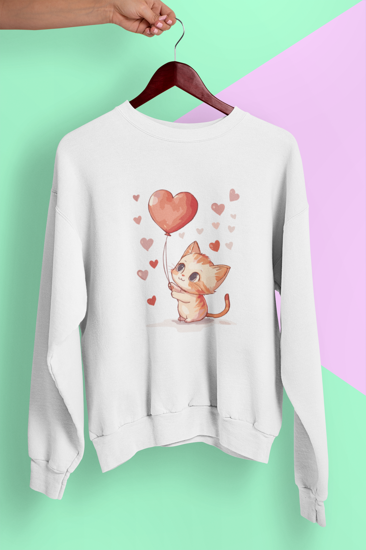 Cat With Heart Balloon