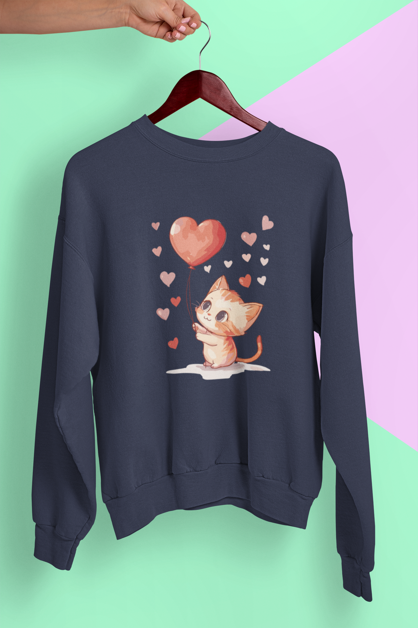 Cat With Heart Balloon