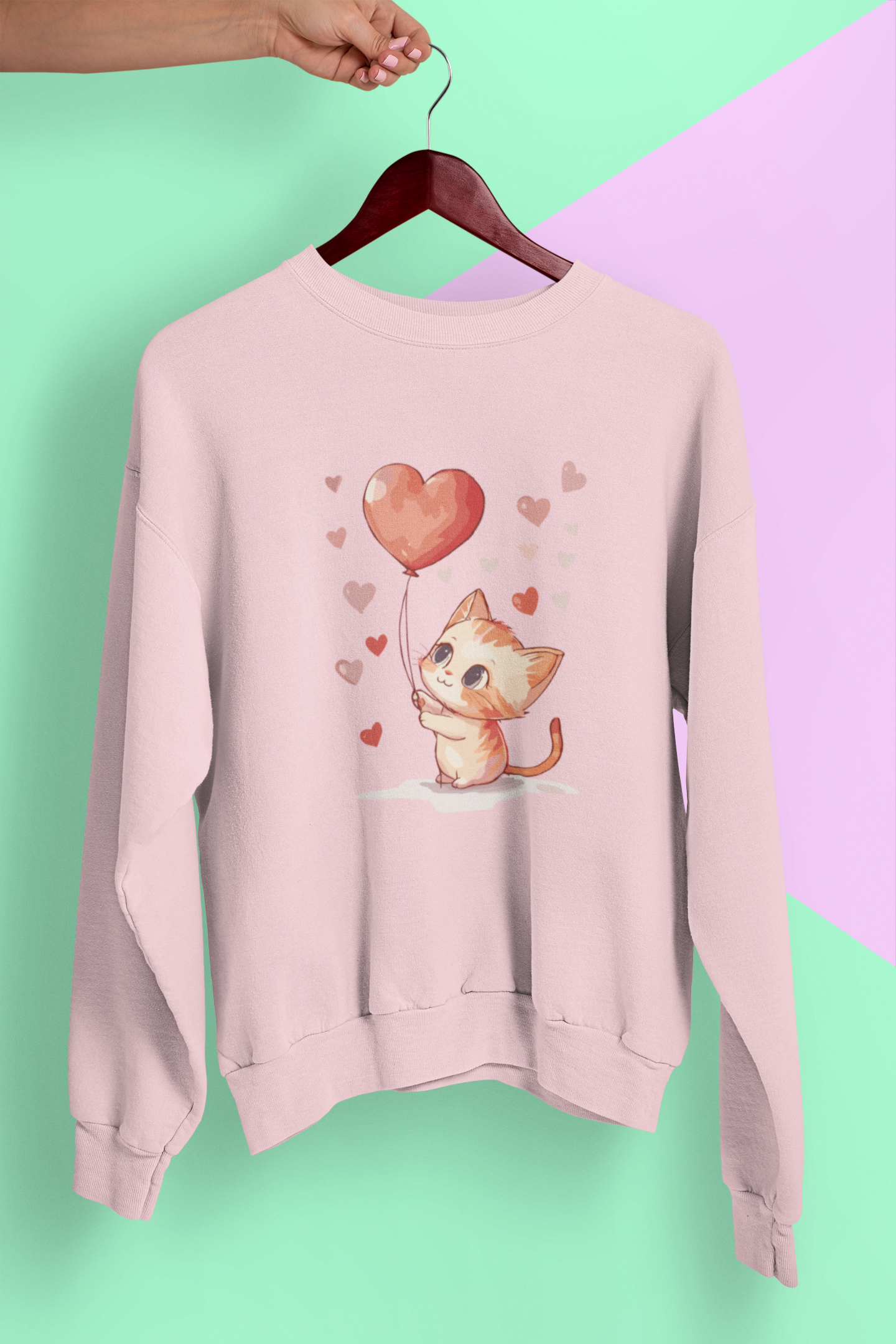 Cat With Heart Balloon