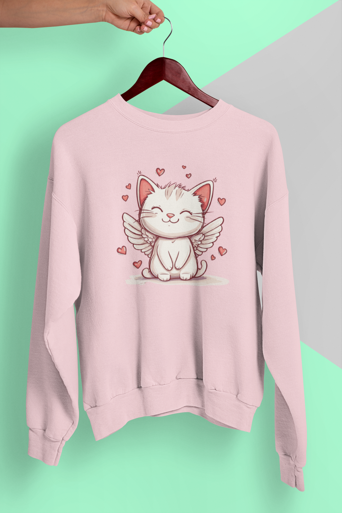 Cat Angel with Hearts