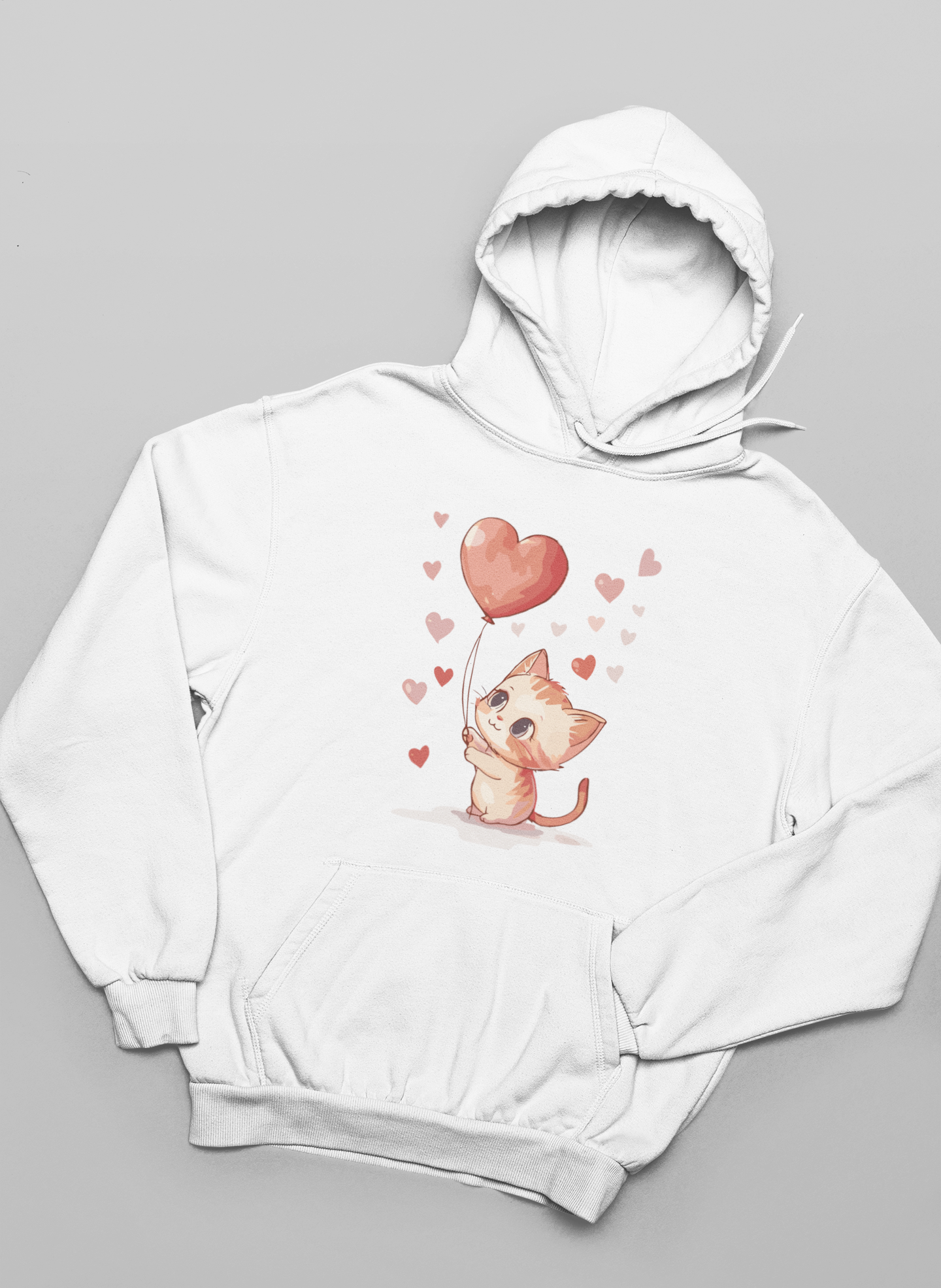 Cat With Heart Balloon