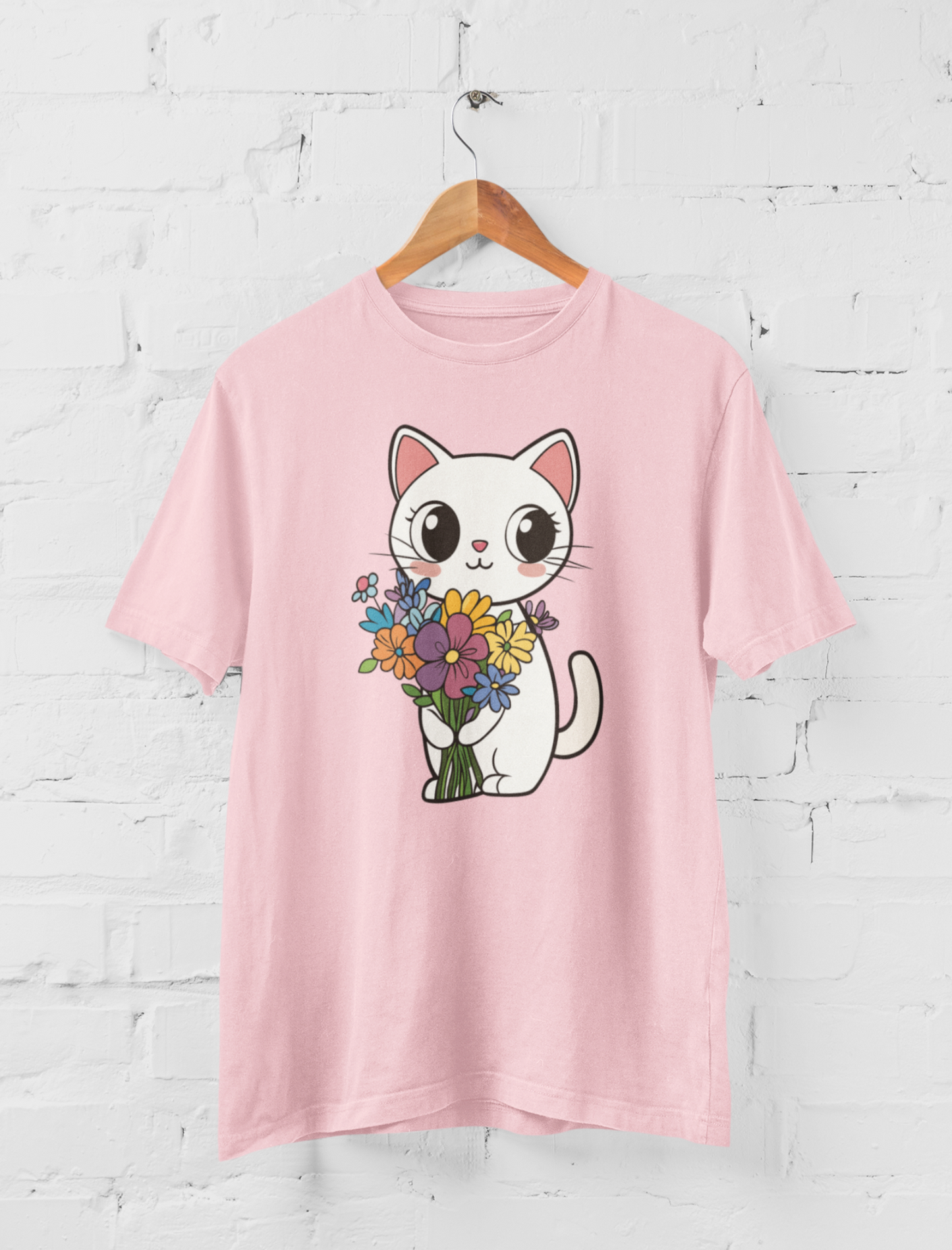 Cat Holding Flowers T Shirt