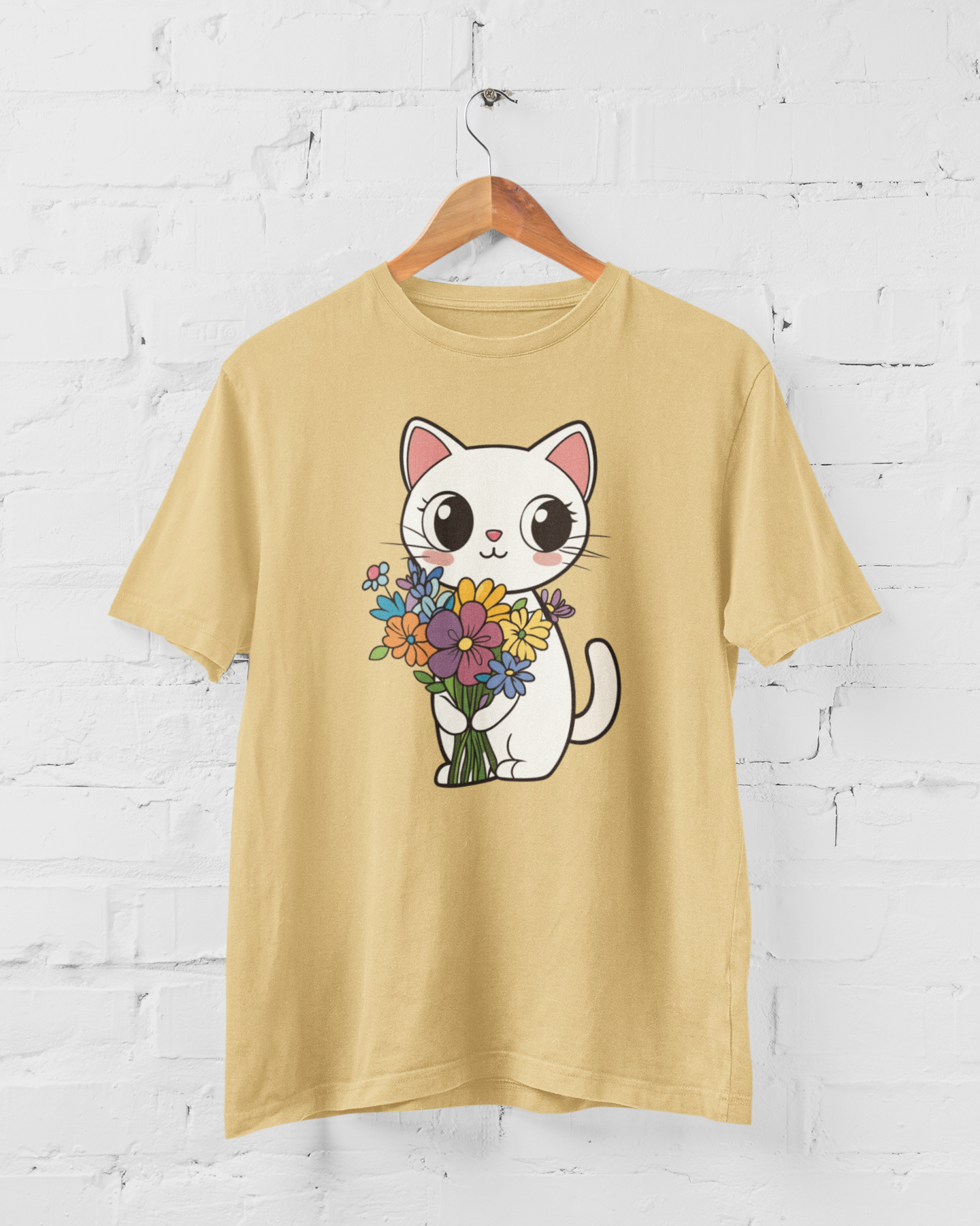 Cat Holding Flowers T Shirt
